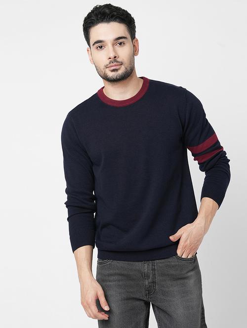 navy blue cotton plain sweatshirt - 21000388 - Standard Image - 0