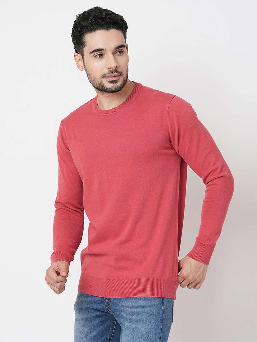 Peach Cotton Plain Sweatshirt