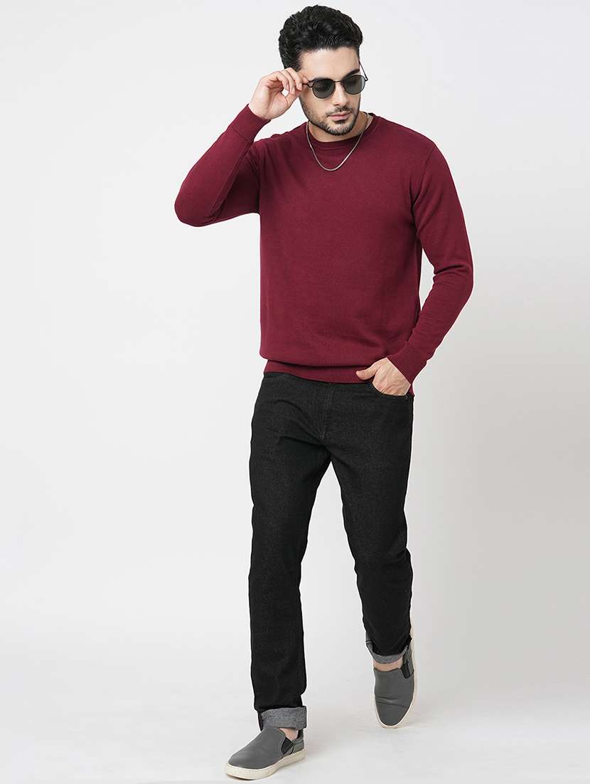 maroon cotton plain sweatshirt - 21000391 -  Standard Image - 3
