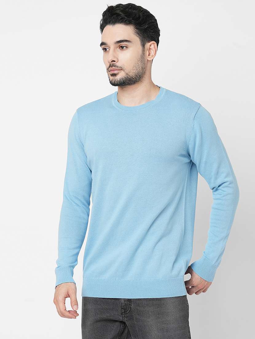 light blue cotton plain sweatshirt - 21000392 -  Zoom Image - 0