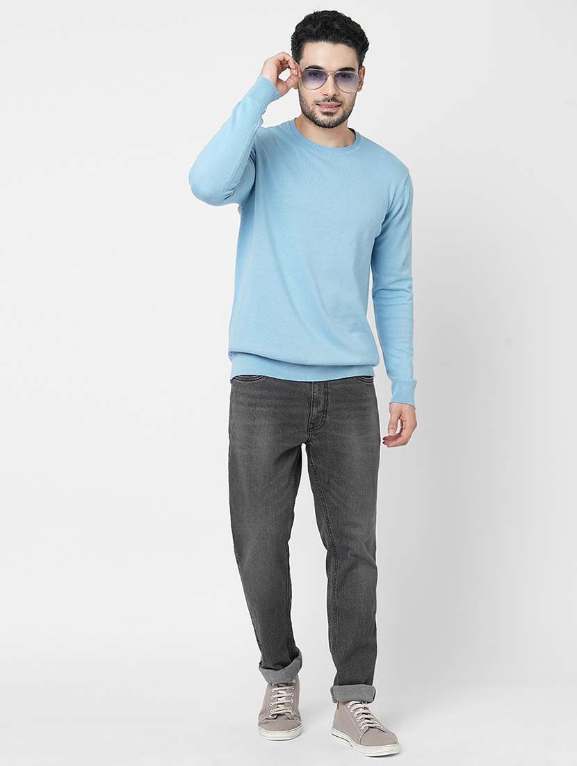 light blue cotton plain sweatshirt - 21000392 - Standard Image - 3