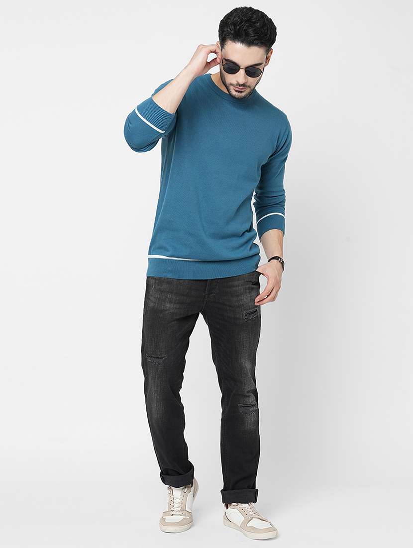 blue cotton plain sweatshirt - 21000393 -  Standard Image - 3