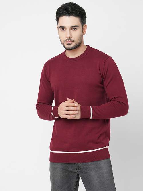 maroon cotton plain sweatshirt - 21000394 - Standard Image - 0