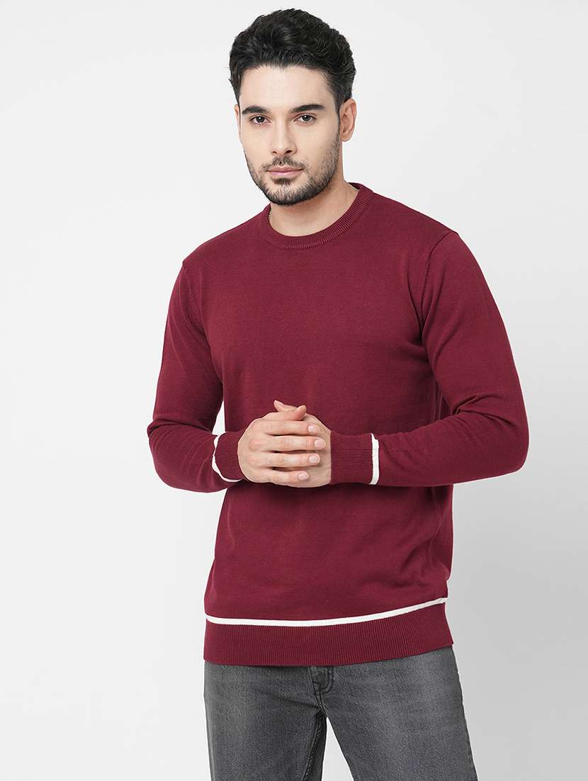 maroon cotton plain sweatshirt - 21000394 - Zoom Image - 0