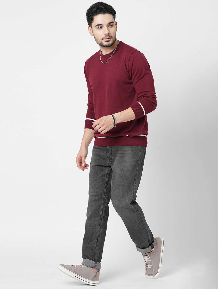 maroon cotton plain sweatshirt - 21000394 - Standard Image - 3
