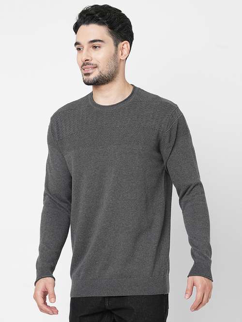 grey cotton plain sweatshirt - 21000395 -  Standard Image - 0