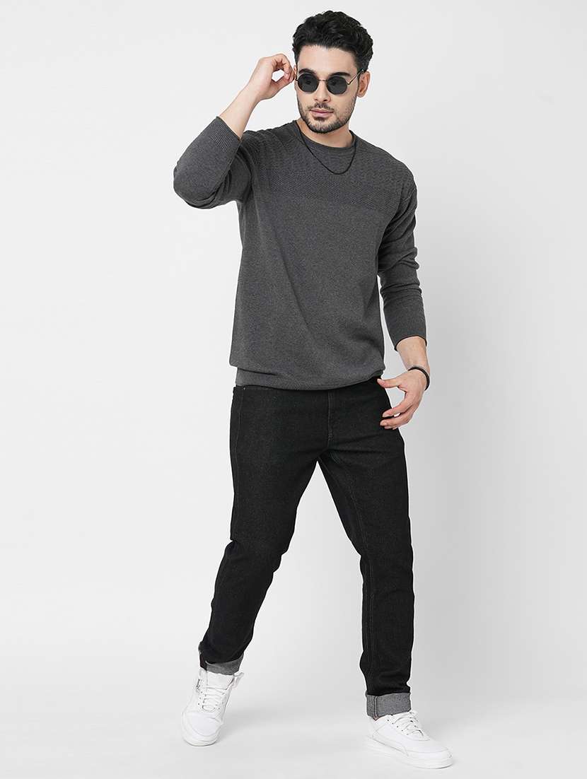 grey cotton plain sweatshirt - 21000395 -  Standard Image - 3