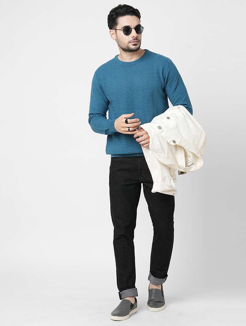 blue cotton plain sweatshirt - 21000397 -  Standard Image - 3