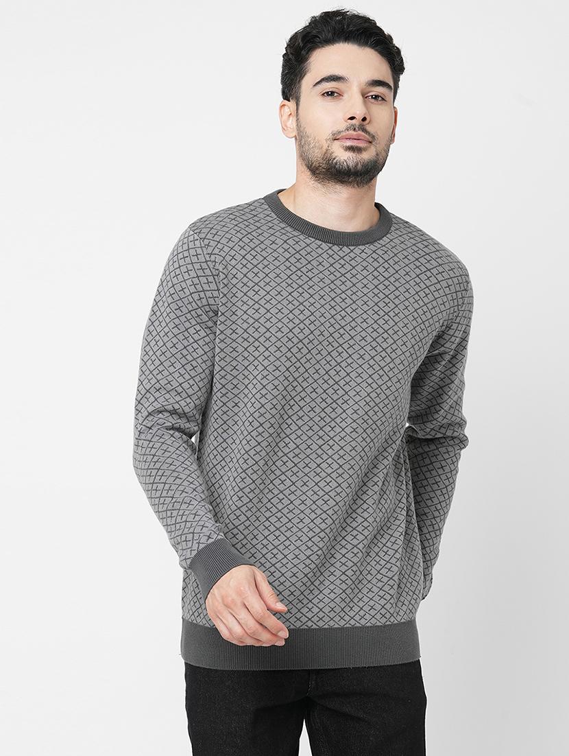grey self design sweatshirt - 21000402 - Zoom Image - 0