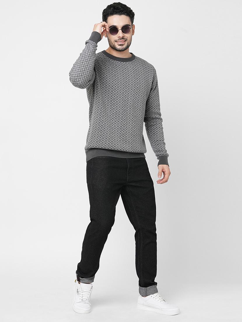 grey self design sweatshirt - 21000402 - Standard Image - 3