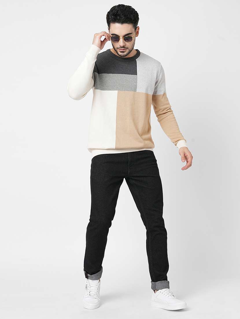 multicolored cotton color block pullover - 21000408 - Standard Image - 3