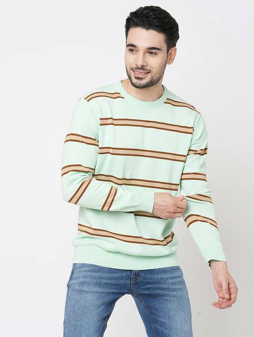 green cotton striped pullover - 21000410 -  Standard Image - 0