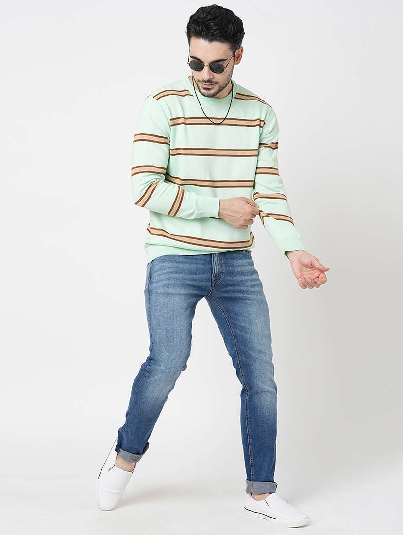 green cotton striped pullover - 21000410 -  Standard Image - 3
