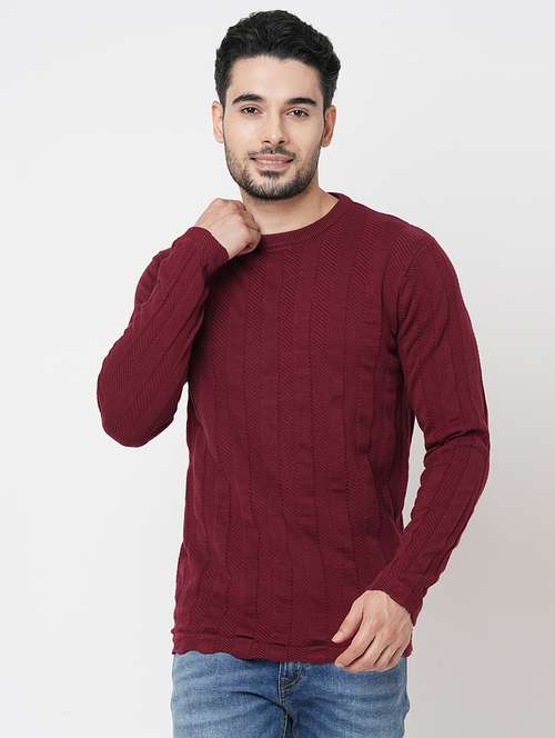 men long sleeves self design pullover - 21000412 - Standard Image - 0