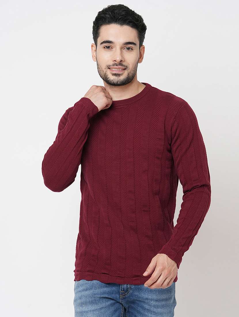 men long sleeves self design pullover - 21000412 - Zoom Image - 0