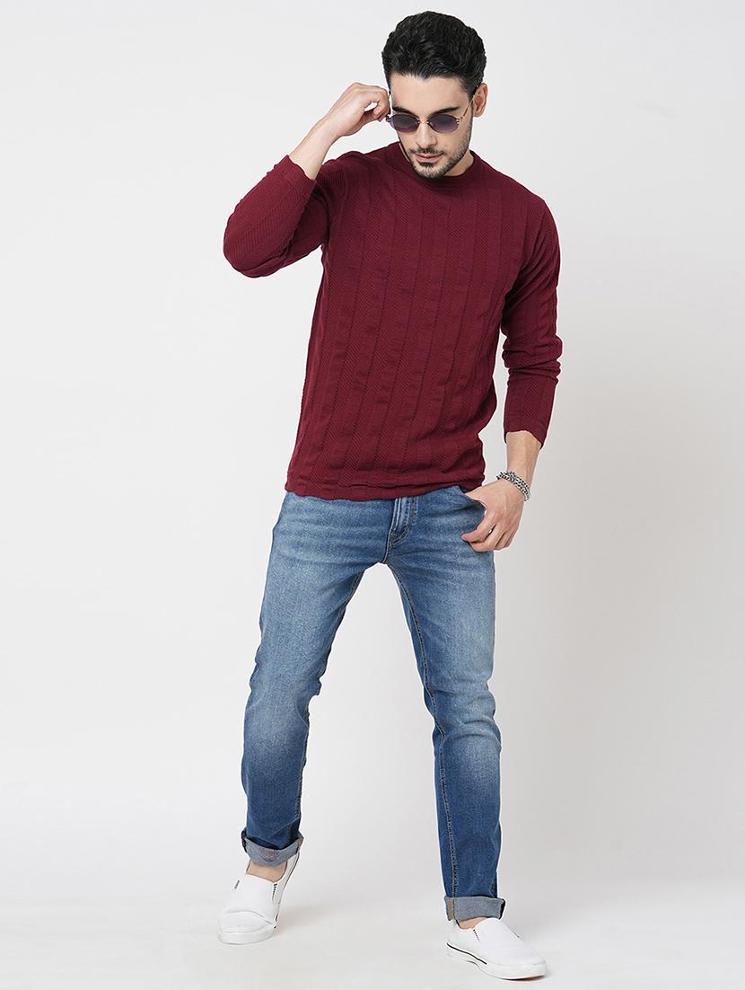 men long sleeves self design pullover - 21000412 - Standard Image - 3