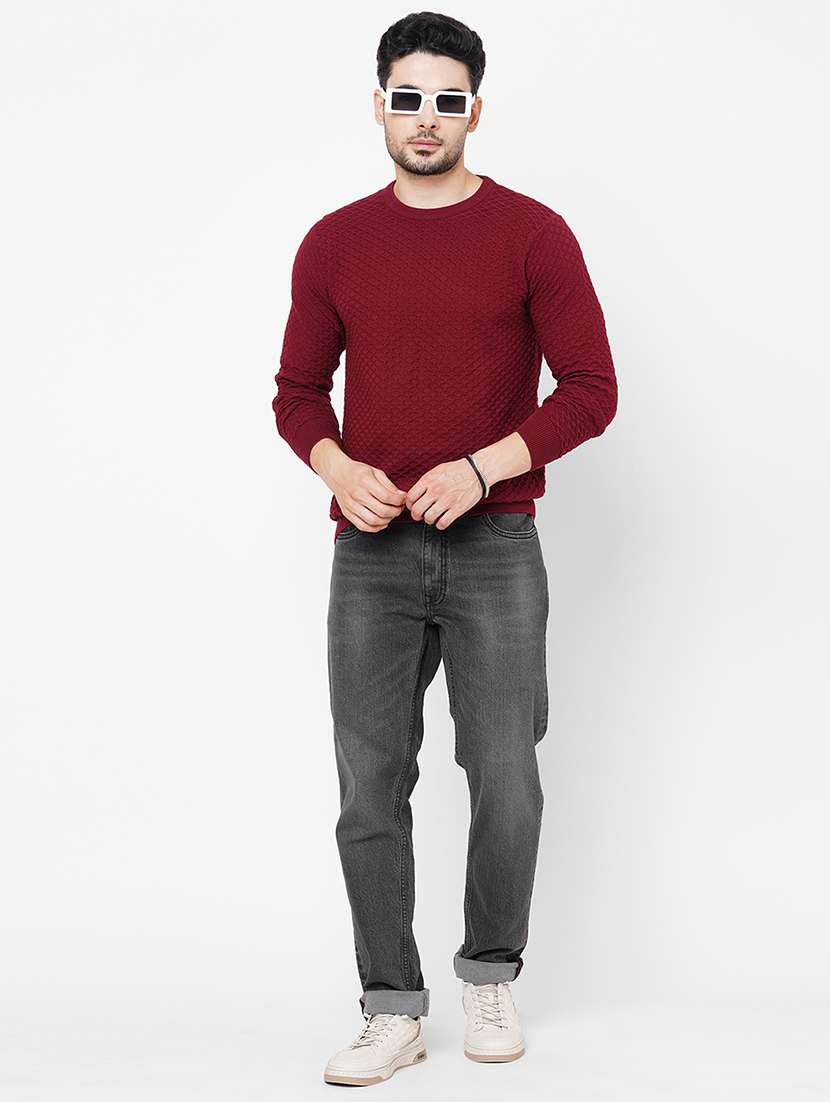 maroon cotton plain sweatshirt - 21000413 -  Standard Image - 3