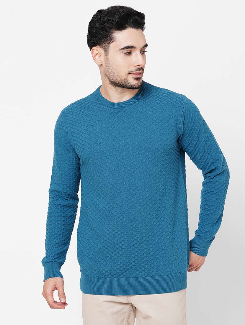 blue cotton plain sweatshirt - 21000414 - Zoom Image - 0