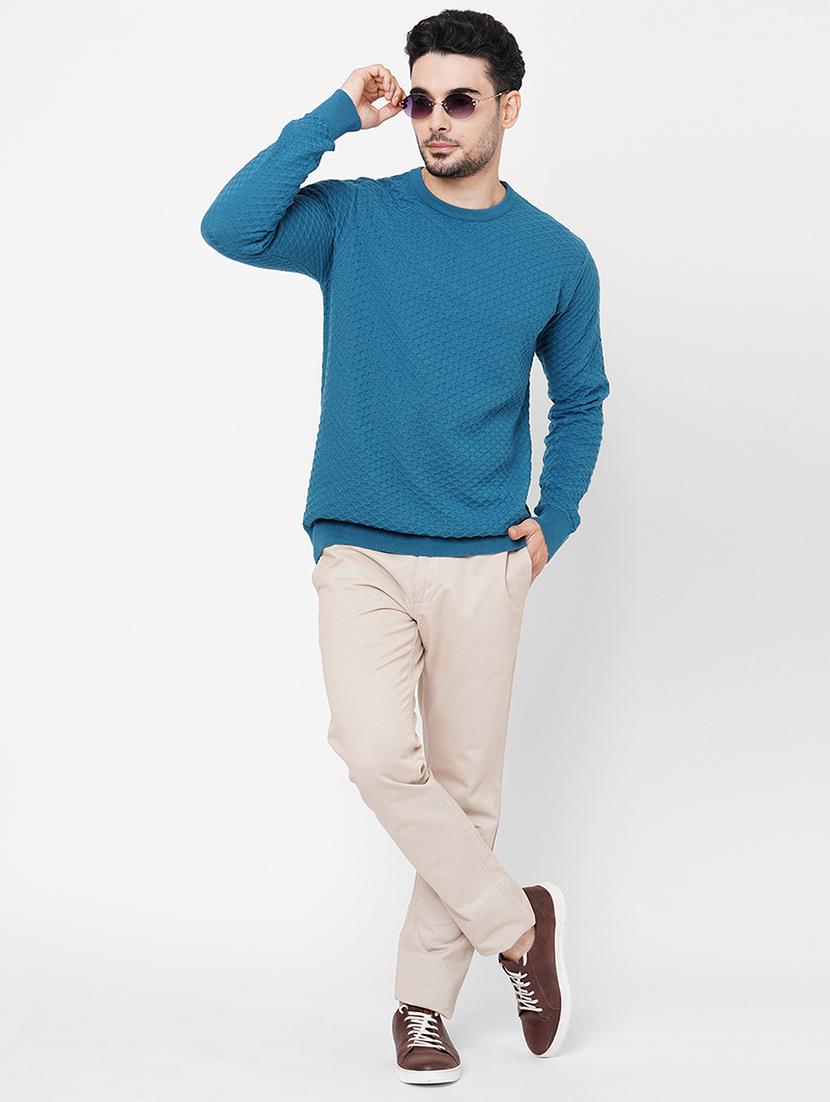 blue cotton plain sweatshirt - 21000414 - Standard Image - 3