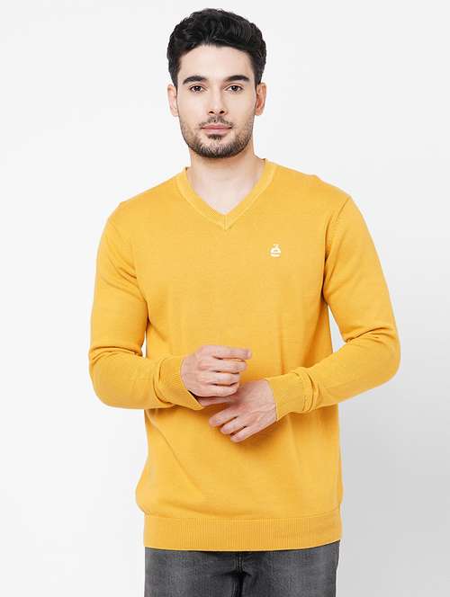 mustard cotton plain pullover - 21000418 - Standard Image - 0