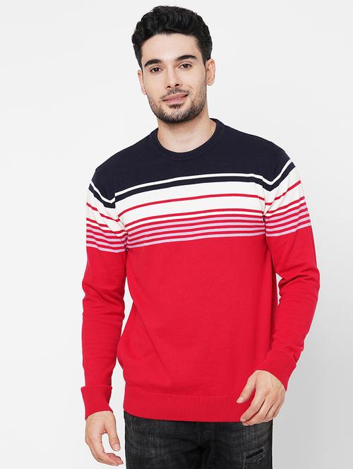 red cotton striped pullover - 21000421 - Standard Image - 0