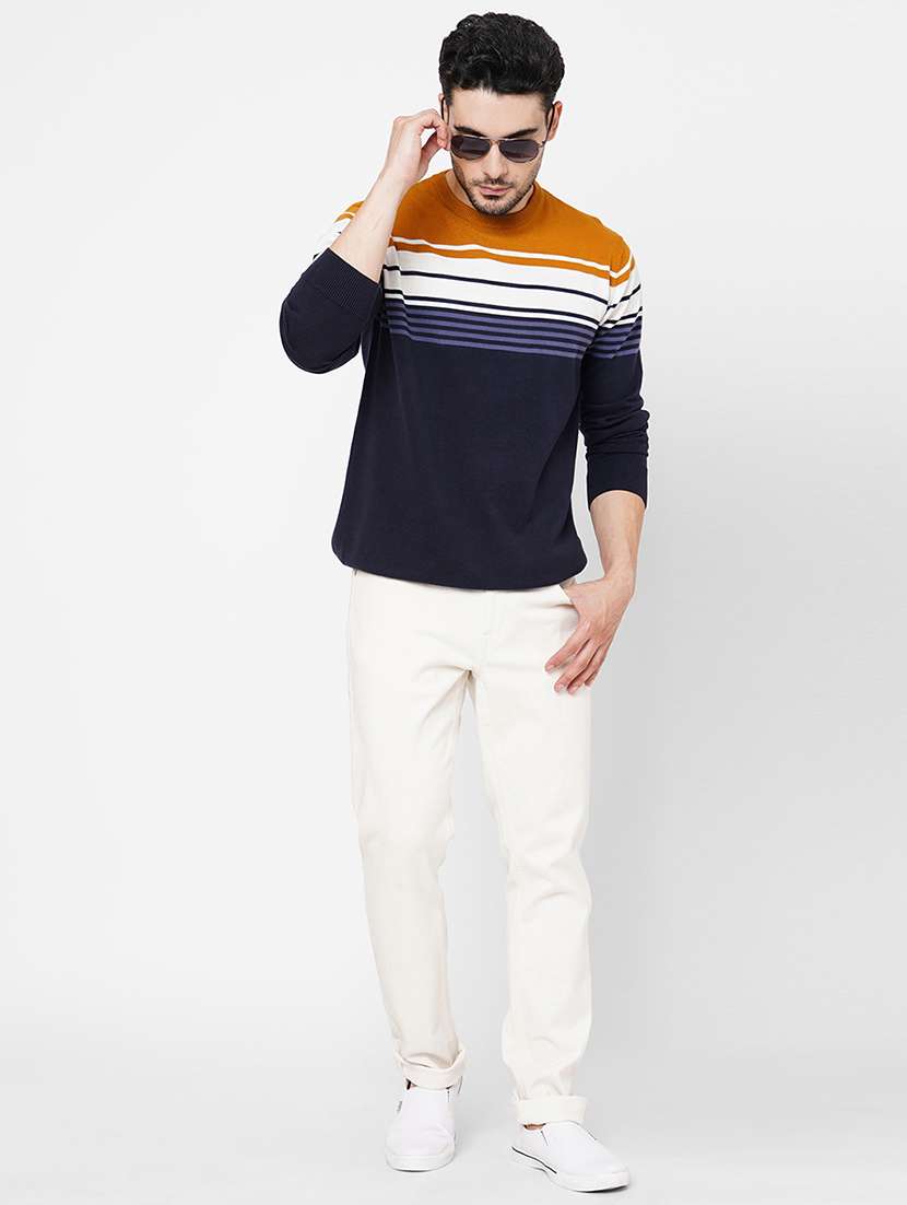 blue cotton color block pullover - 21000422 -  Standard Image - 3