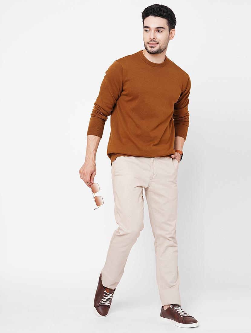 brown cotton plain sweatshirt - 21000426 - Standard Image - 3