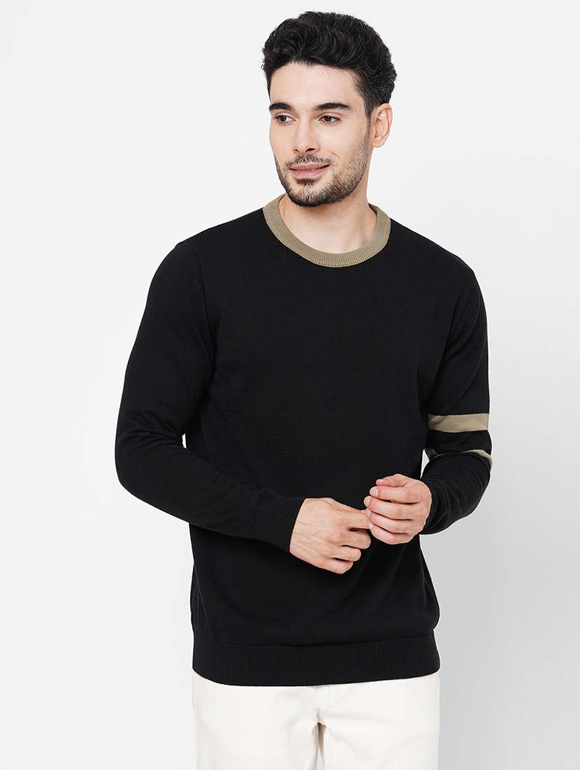 black cotton plain sweatshirt