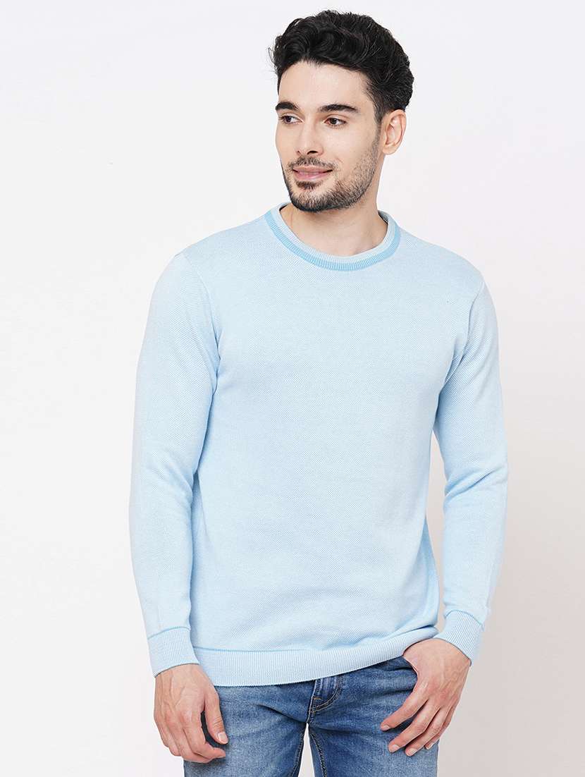 light blue cotton plain sweatshirt - 21000431 - Zoom Image - 0