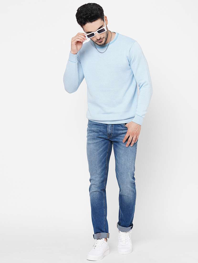 light blue cotton plain sweatshirt - 21000431 - Standard Image - 3