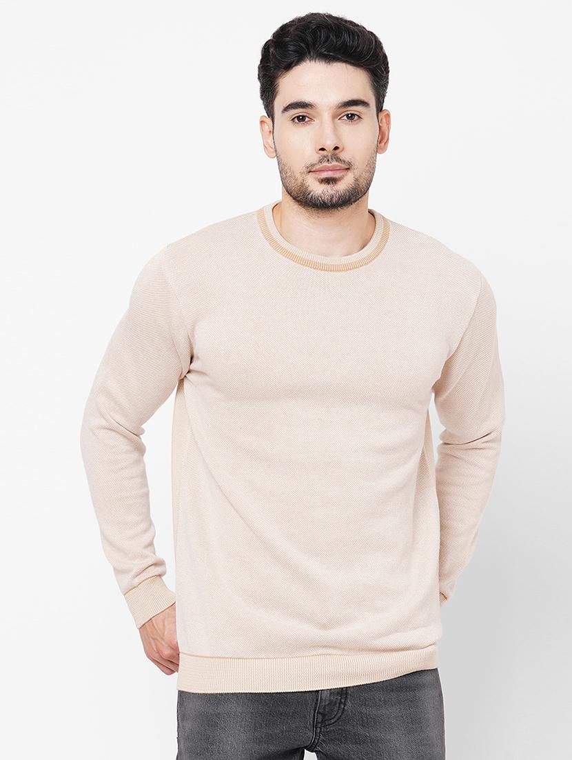beige cotton plain sweatshirt