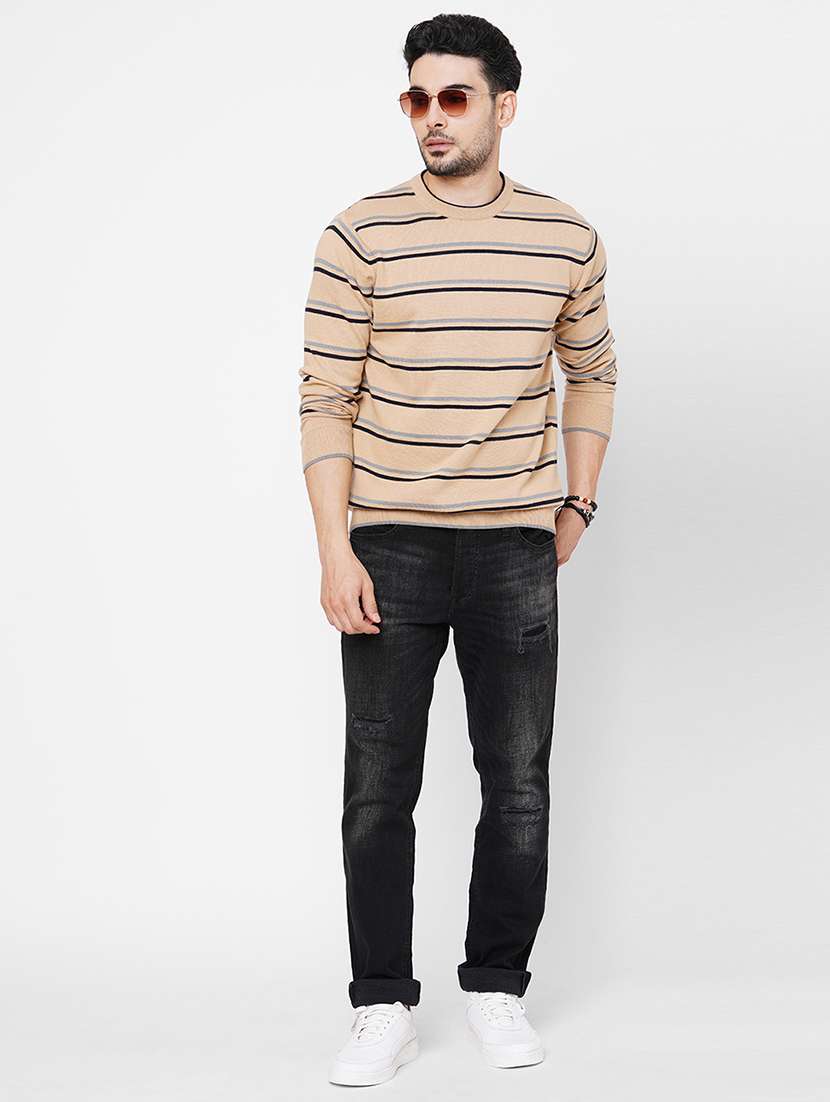 beige cotton striped pullover - 21000434 -  Standard Image - 3