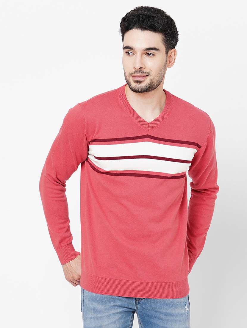 peach cotton striped pullover