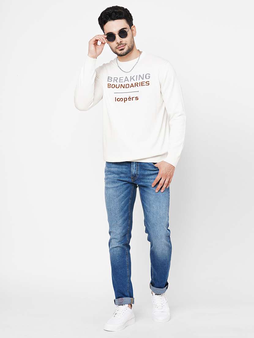 white cotton typography pullover - 21000437 - Standard Image - 3