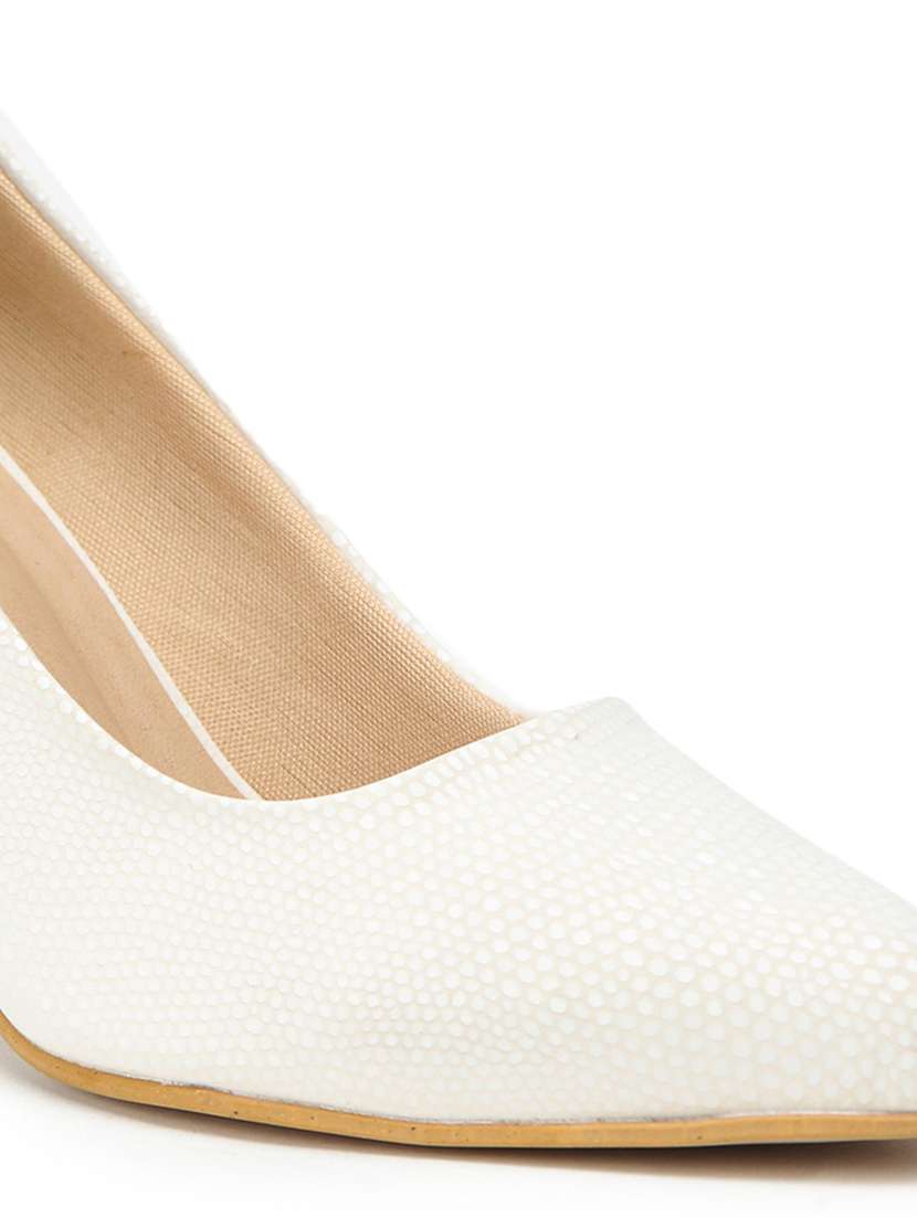 white synthetic slip on pumps - 21000476 -  Standard Image - 3