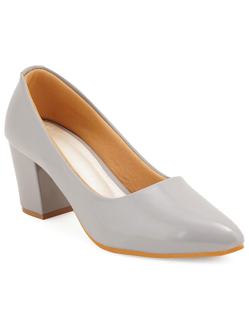 grey synthetic slip on pumps - 21000611 -  Zoom Image - 0