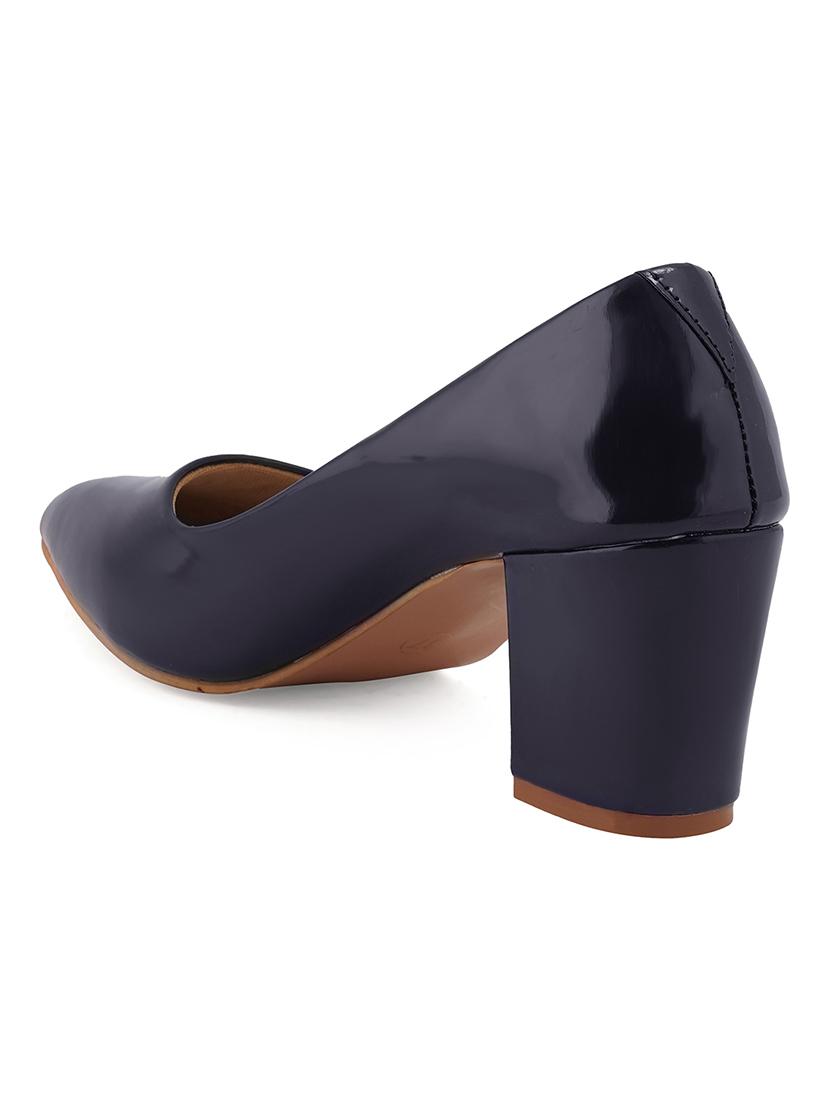 navy synthetic slip on pumps - 21000720 - Standard Image - 3