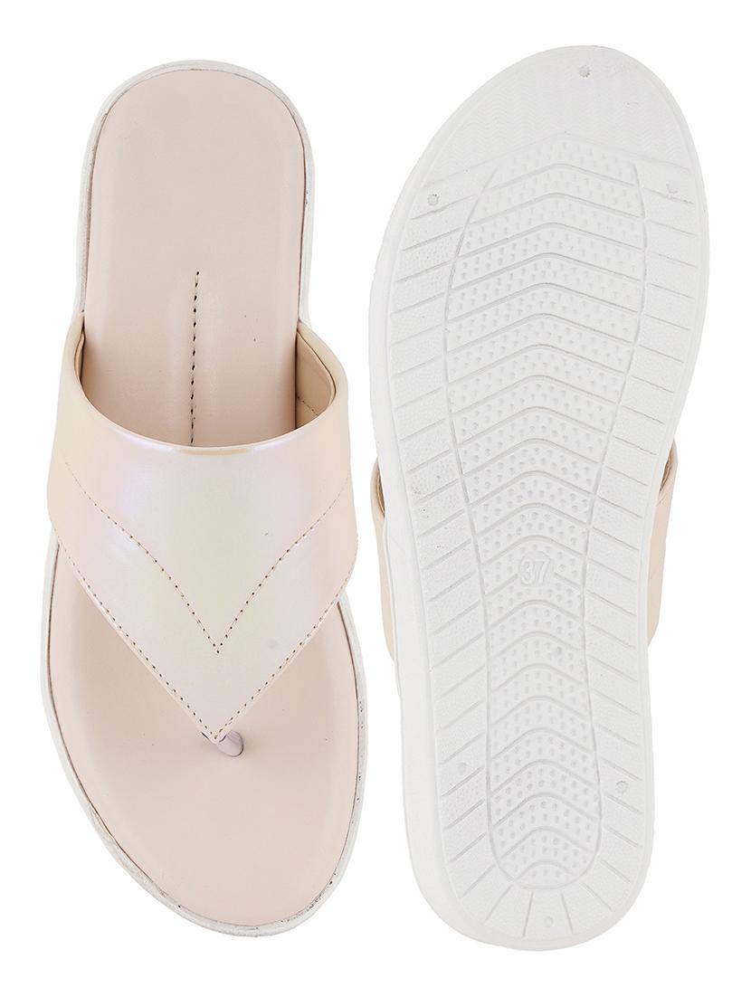 off white solid slip on sandals - 21000752 - Standard Image - 3