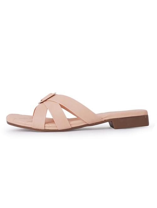 peach solid slip on sandals - 21000819 - Standard Image - 0
