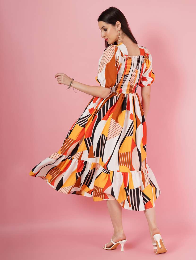 women printed puff sleeve tiered dress - 21001017 -  Standard Image - 3