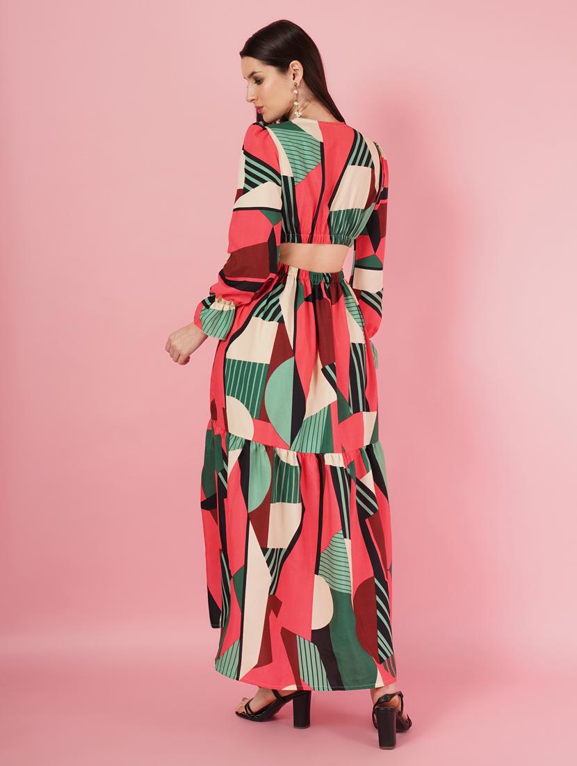 women printed maxi tiered dress - 21001033 - Standard Image - 3