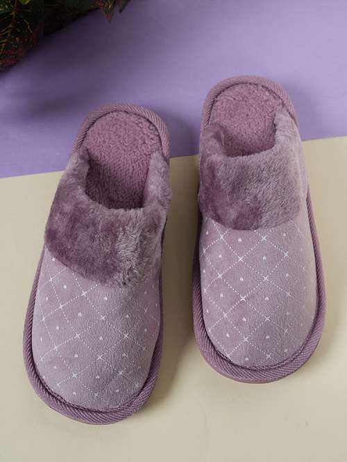 purple fur slip on flip flops - 21004306 - Standard Image - 0