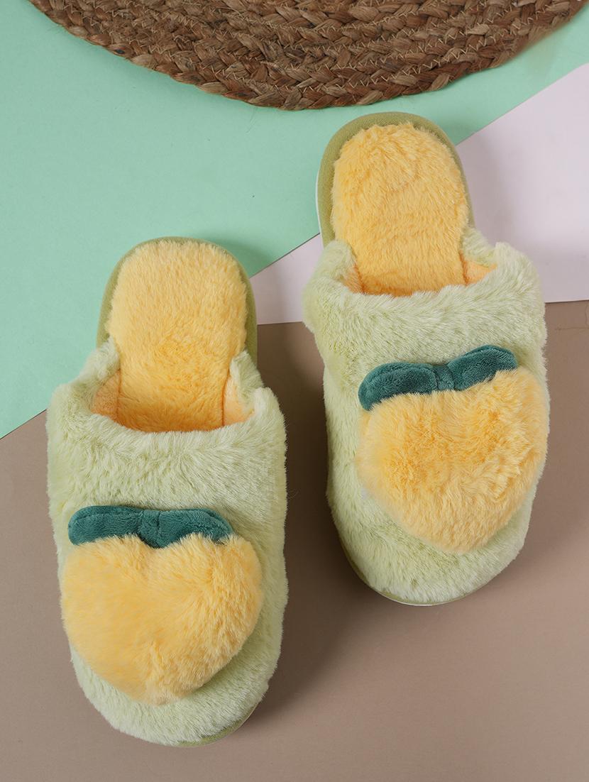 yellow fur slip on flip flops - 21004319 -  Zoom Image - 0