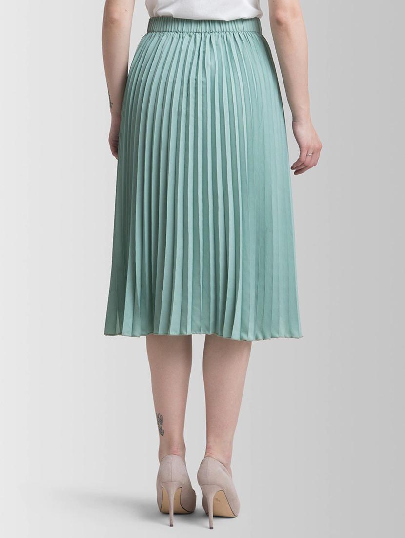 solid green pleated detailed skirt - 21008390 - Standard Image - 3