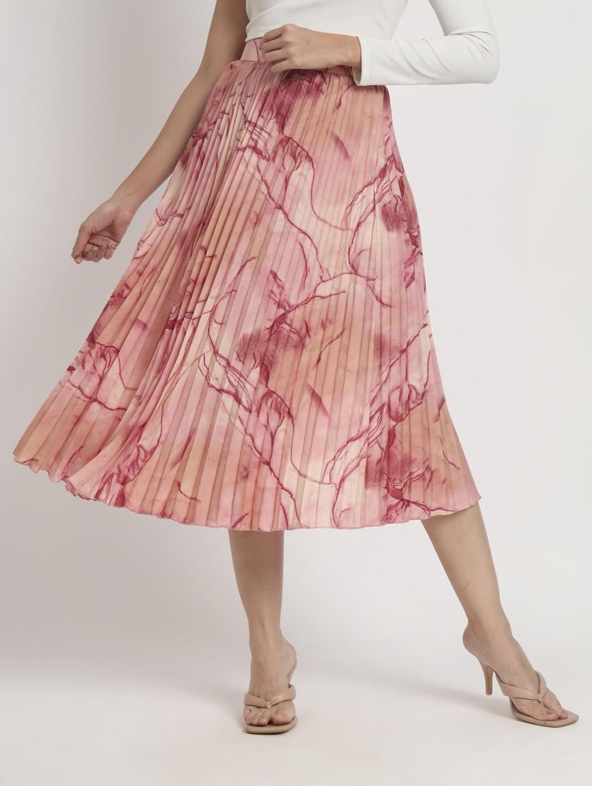 women mid-rise printed pleated skirt - 21008414 -  Zoom Image - 0