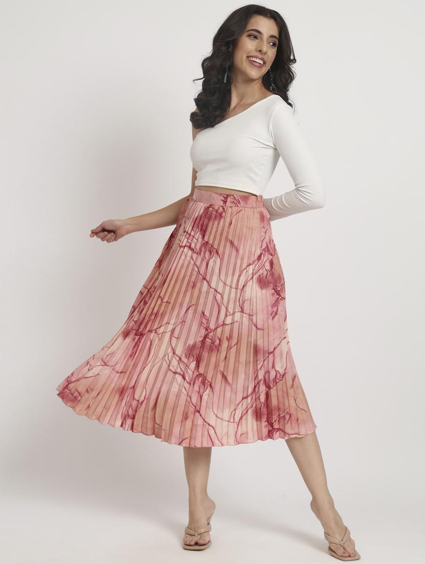 women mid-rise printed pleated skirt - 21008414 - Standard Image - 3
