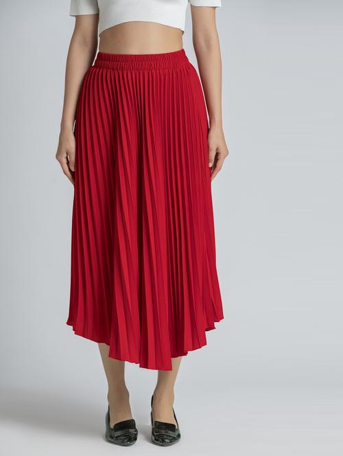 women mid-rise solid pleated skirt - 21008456 -  Standard Image - 0