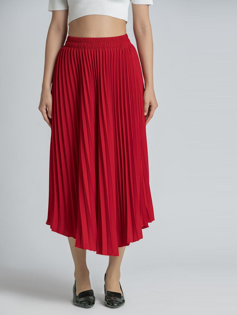 women mid-rise solid pleated skirt - 21008456 -  Zoom Image - 0