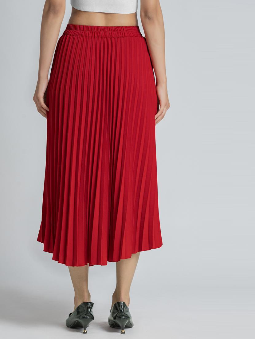 women mid-rise solid pleated skirt - 21008456 - Standard Image - 3