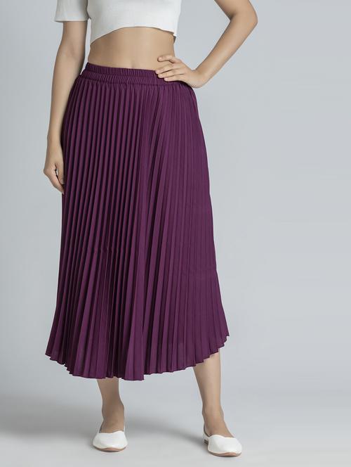 women mid-rise solid pleated skirt - 21008467 -  Standard Image - 0